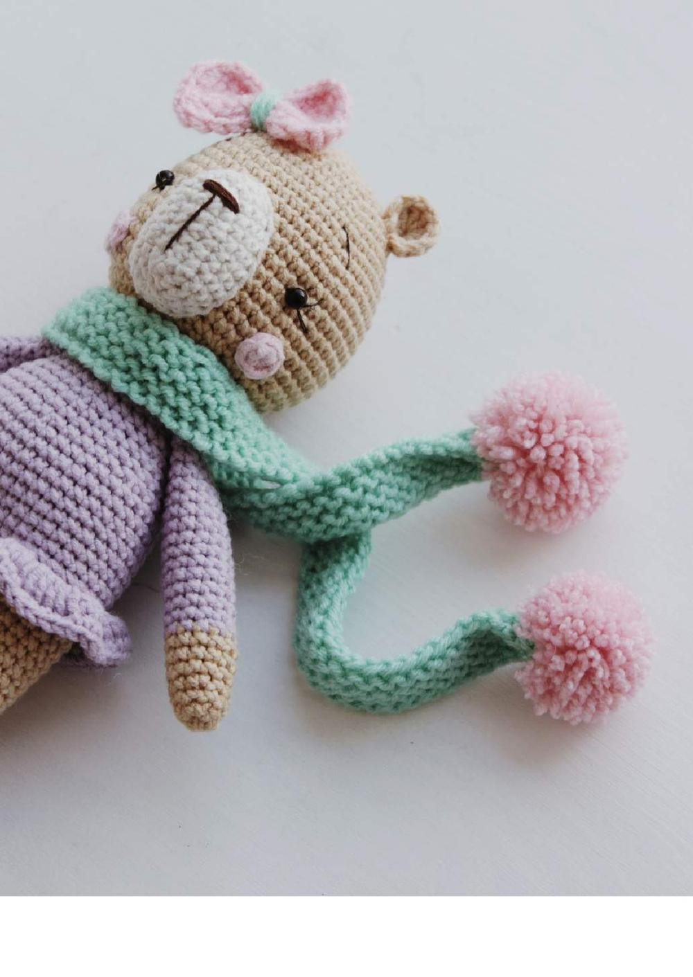 crochet pattern bear mia pink checks friend