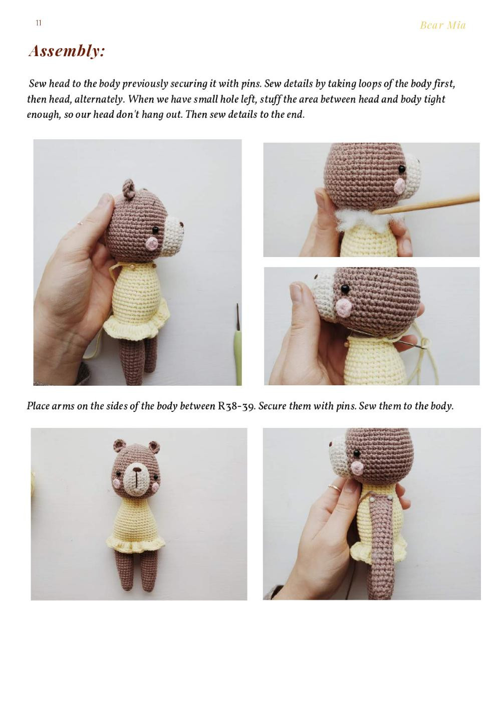 crochet pattern bear mia pink checks friend