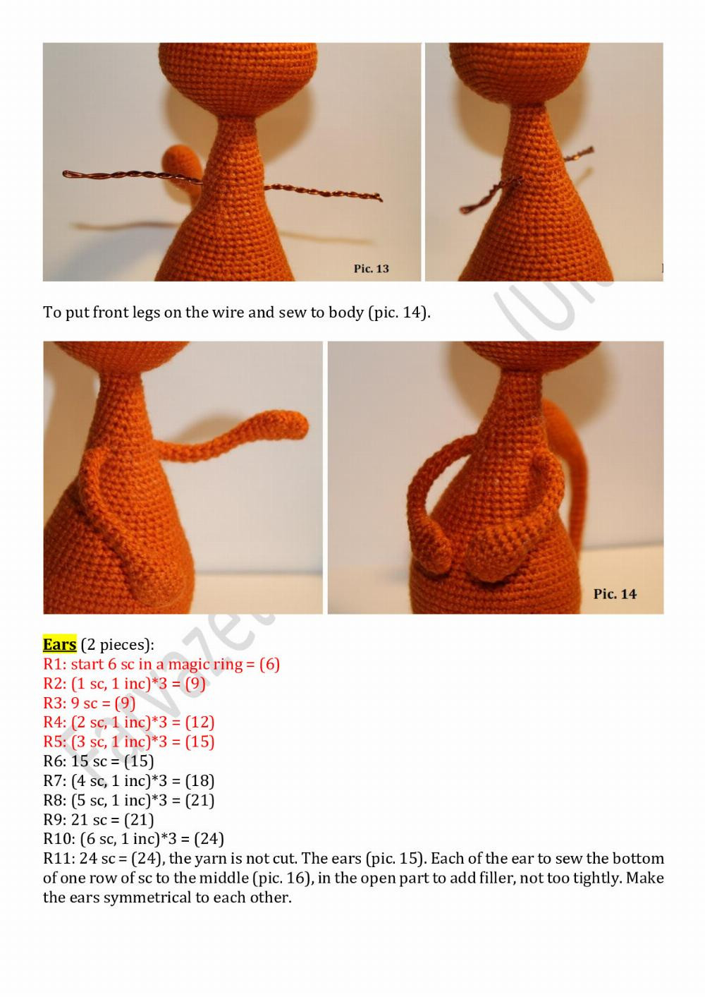 Crochet pattern CAT orange black white