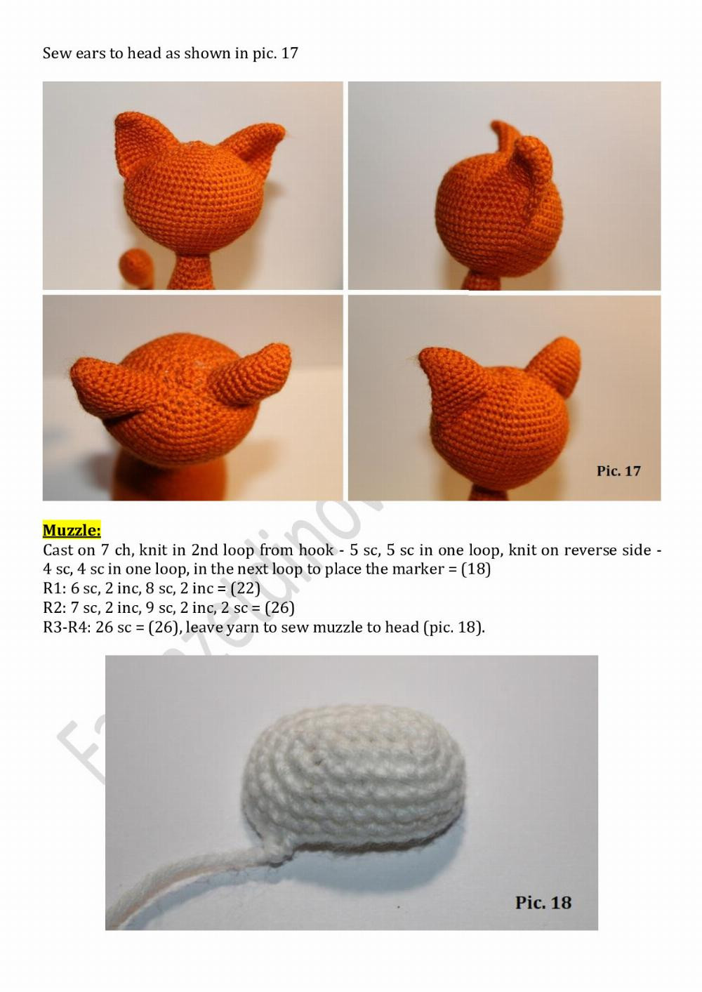 Crochet pattern CAT orange black white