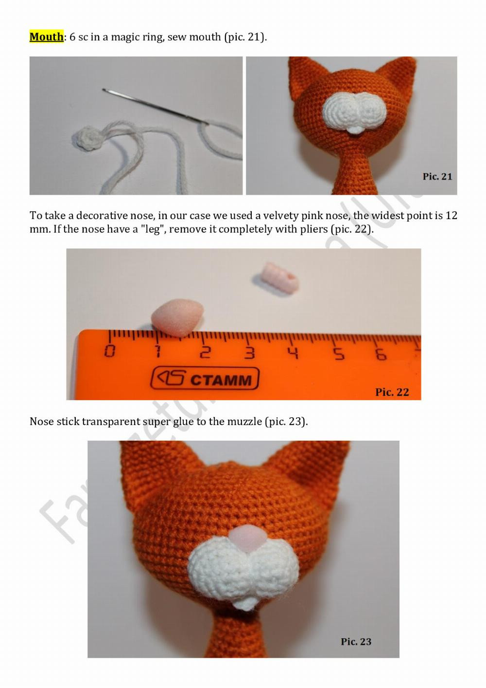 Crochet pattern CAT orange black white