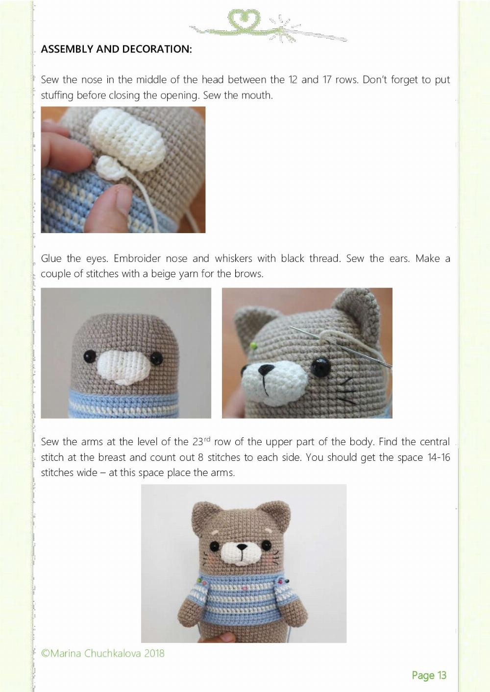 crochet pattern cat the sailor