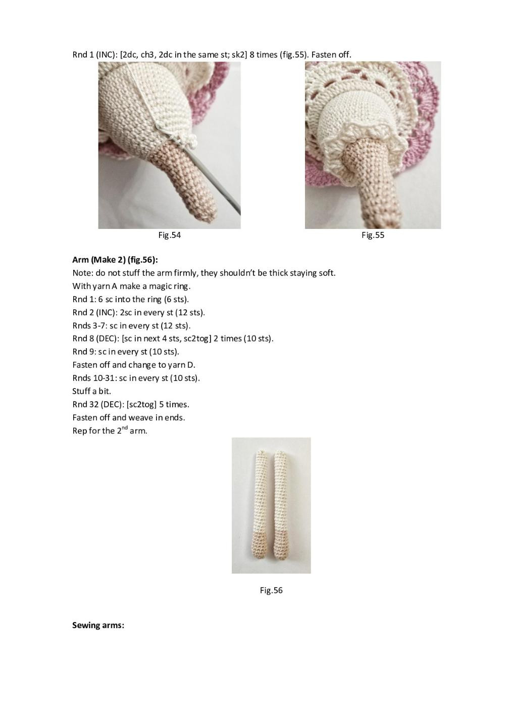 Crochet pattern for a doll wearing a unicorn hat