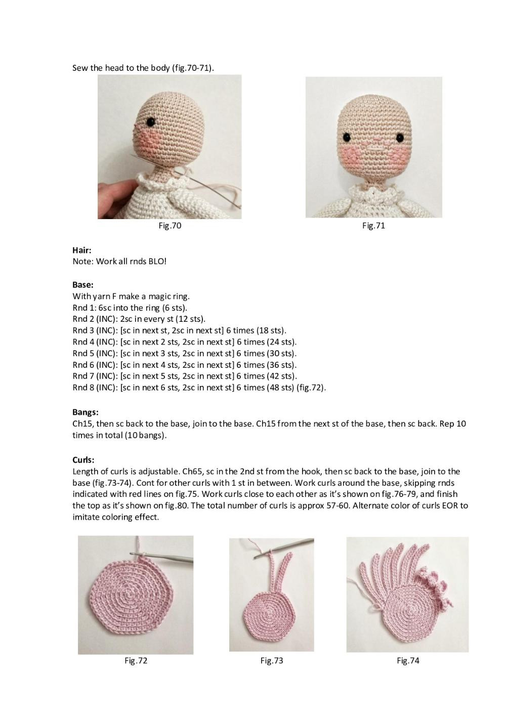 Crochet pattern for a doll wearing a unicorn hat