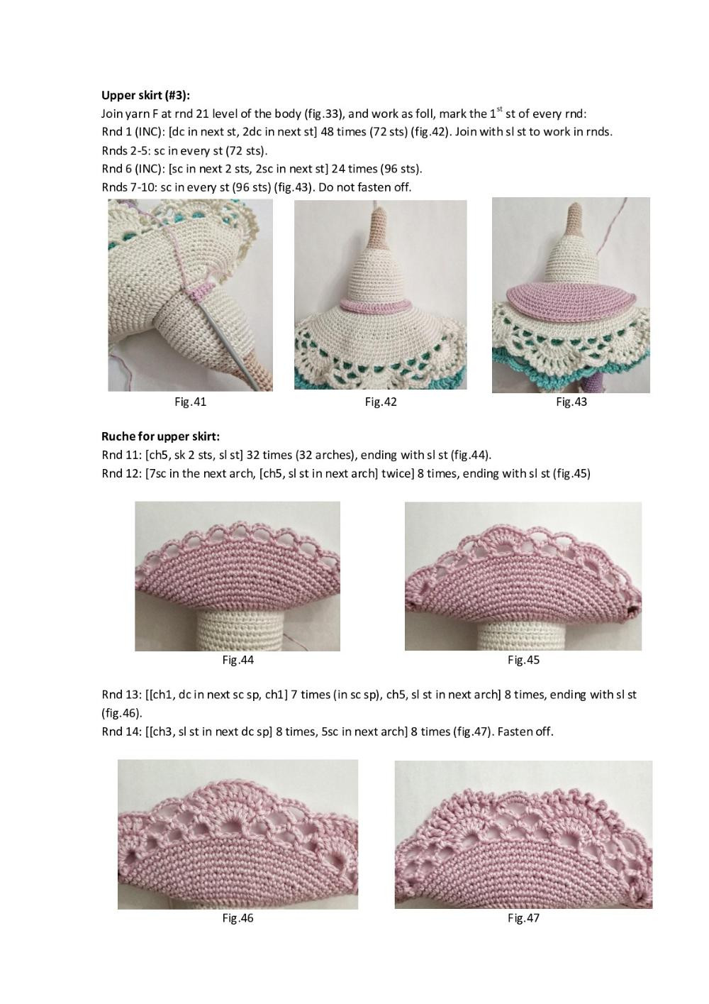 Crochet pattern for a doll wearing a unicorn hat