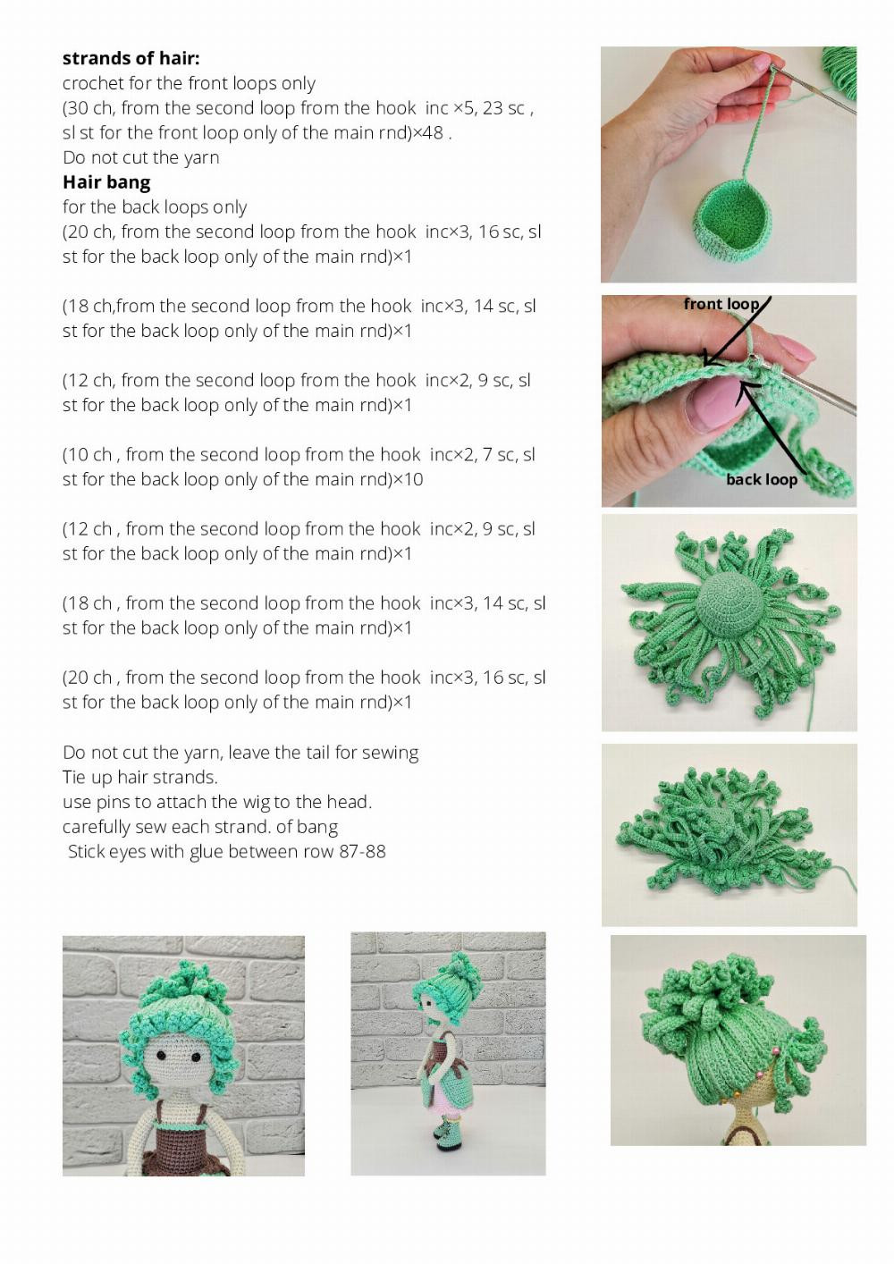 crochet pattern for blue haired doll wearing a dress