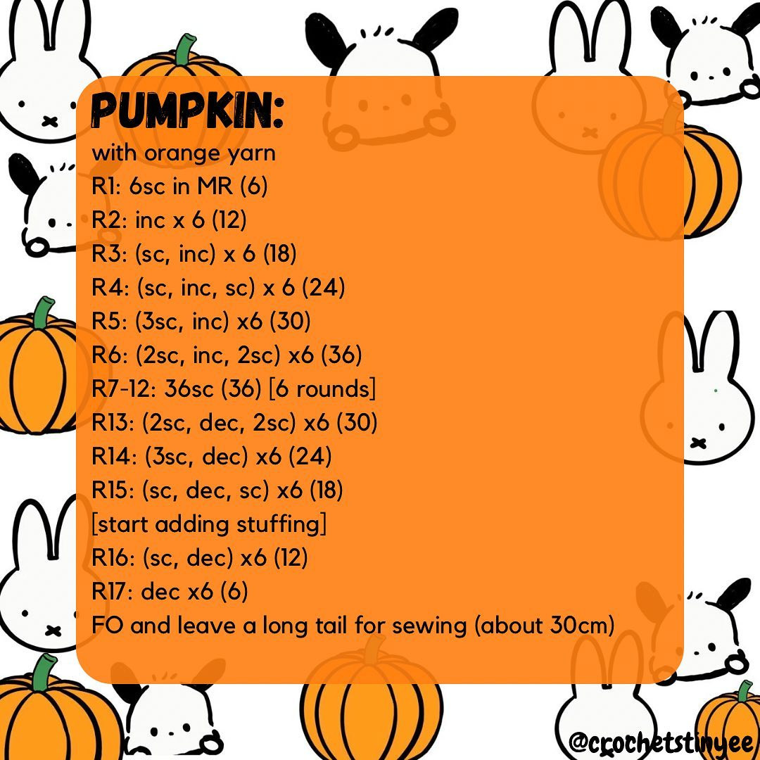 Crochet pattern for pumpkin rabbits and pumpkin dogs