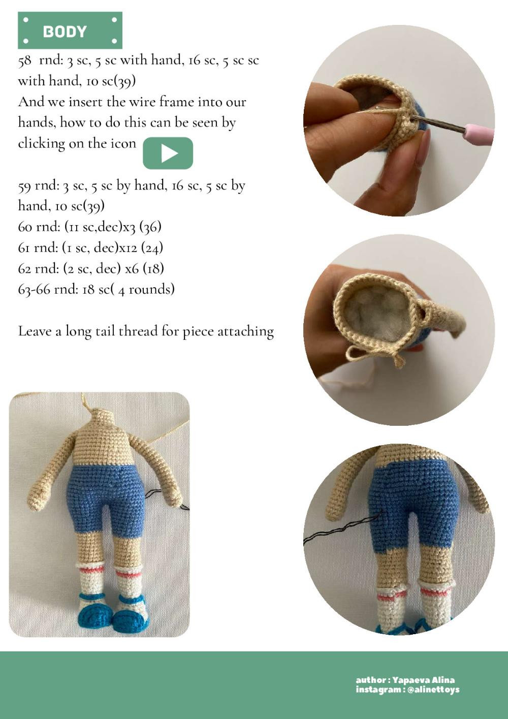 crochet pattern girl doll Brianna