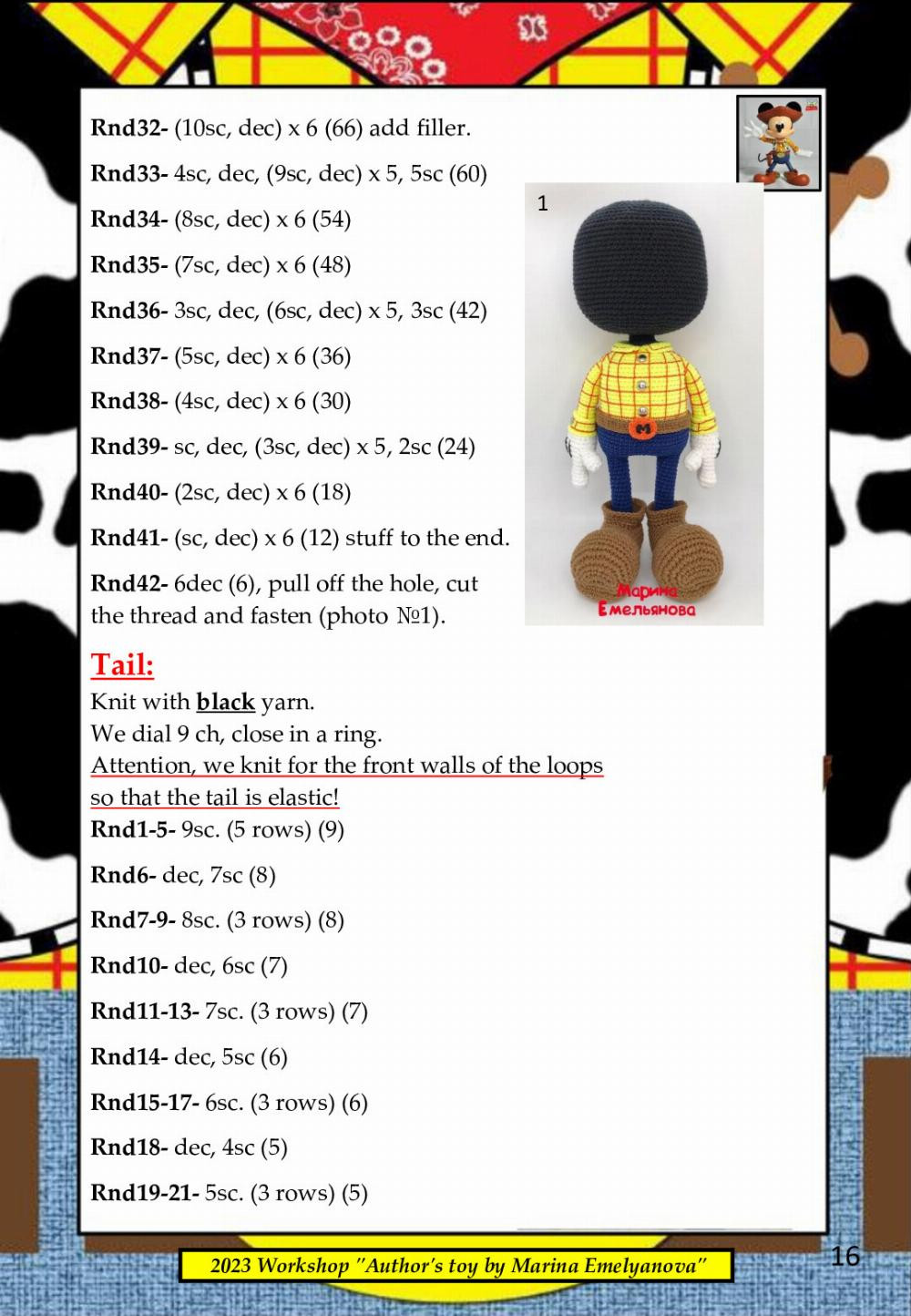 crochet pattern moyse cowboy