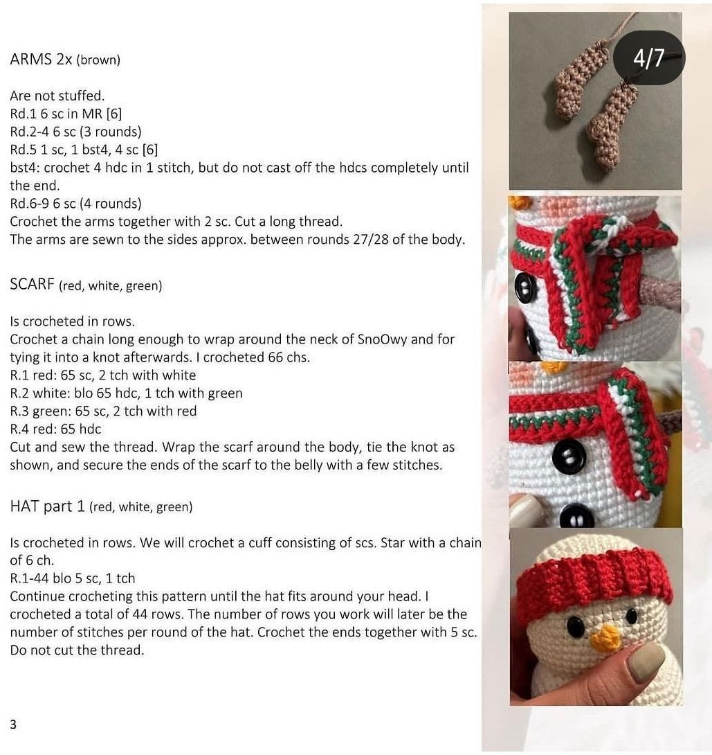crochet pattern snoowy freebie (snow man)