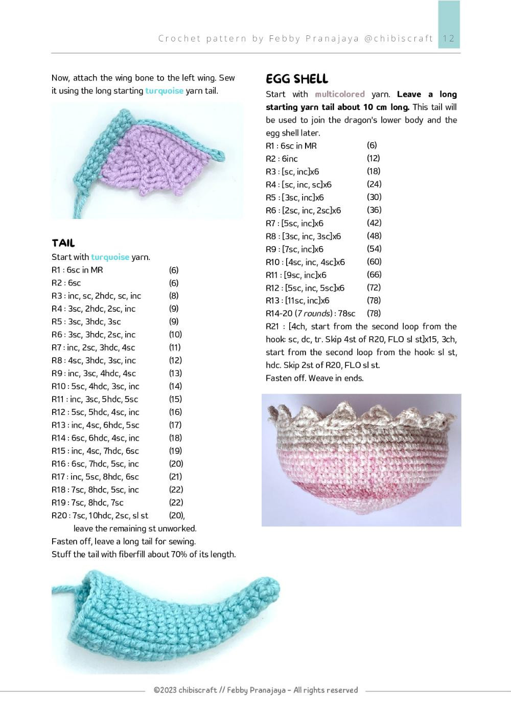 Crochet pattern | US crochet terms ENGLISH REVERSIBLE BABY DRAGON Amigurumi