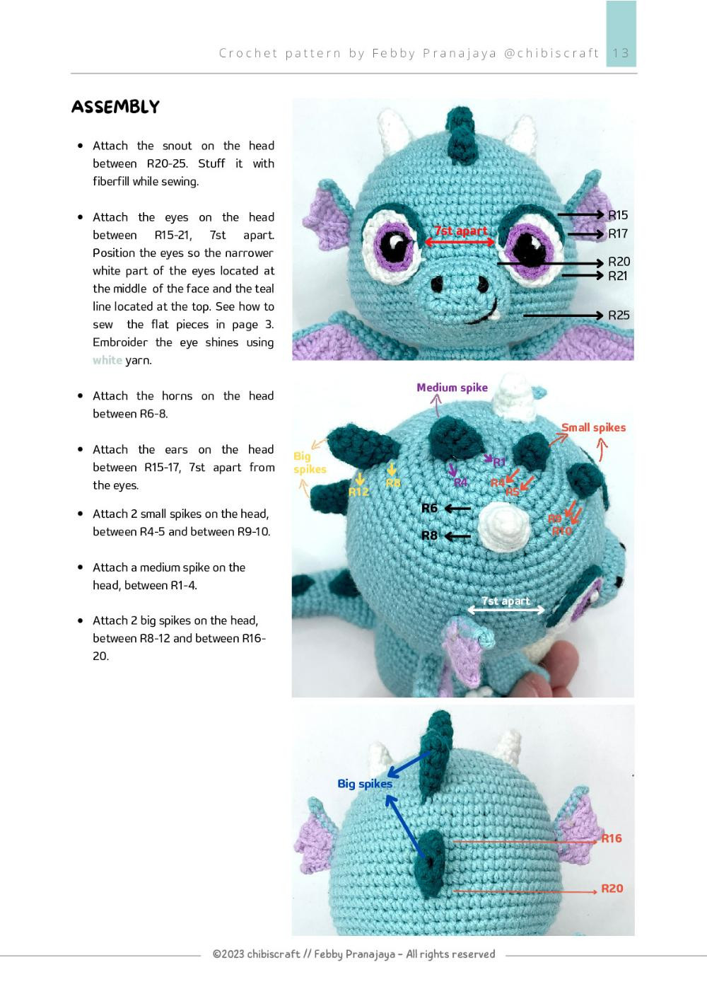 Crochet pattern | US crochet terms ENGLISH REVERSIBLE BABY DRAGON Amigurumi