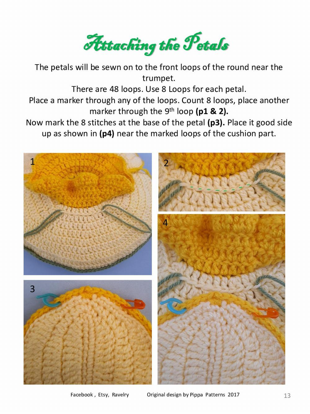 Daffodil Cushion Pattern and Instructions Pippa Patterns Crochet