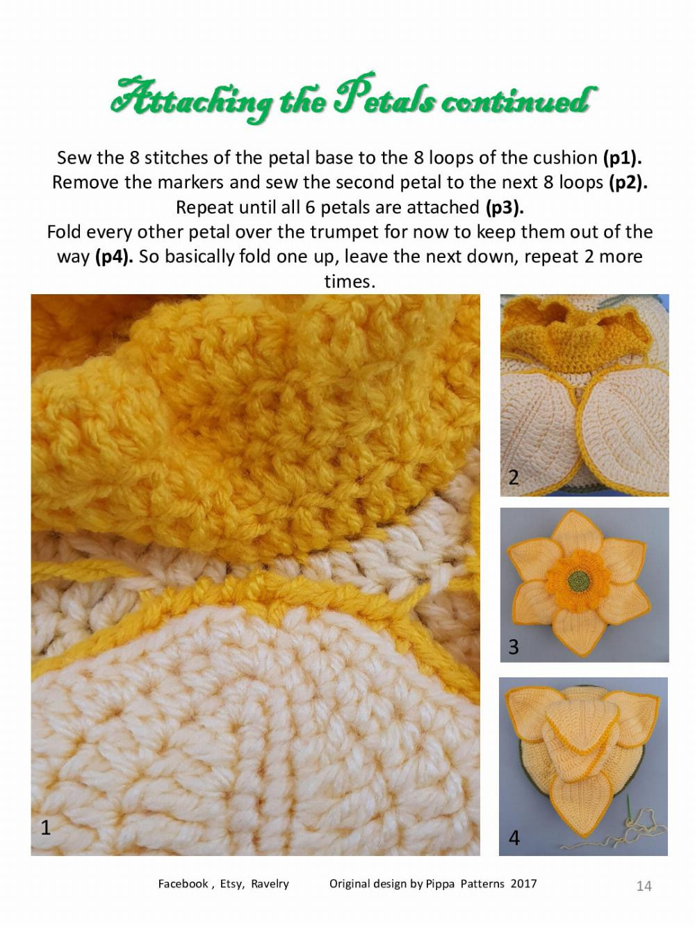 Daffodil Cushion Pattern and Instructions Pippa Patterns Crochet