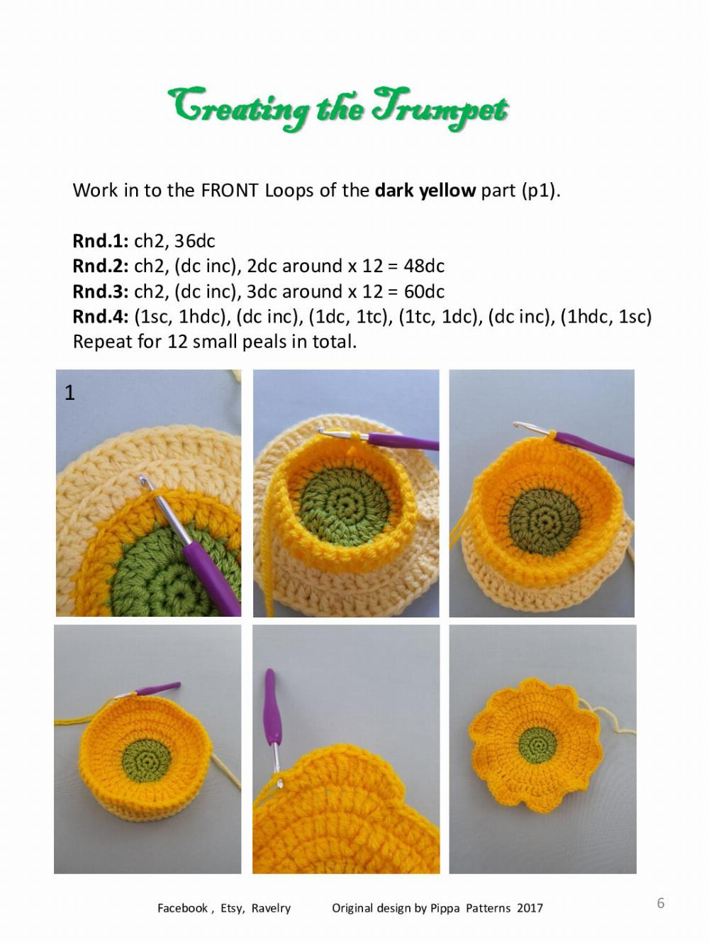 Daffodil Cushion Pattern and Instructions Pippa Patterns Crochet