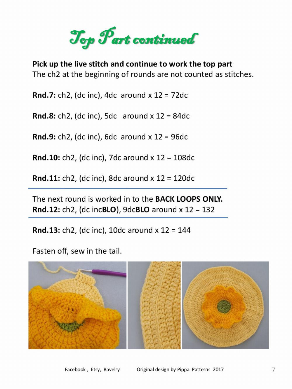 Daffodil Cushion Pattern and Instructions Pippa Patterns Crochet