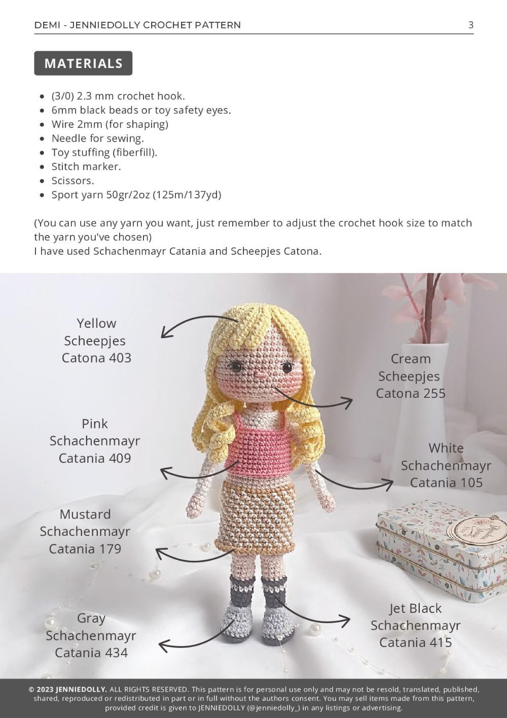 demi girl doll crochet pattern