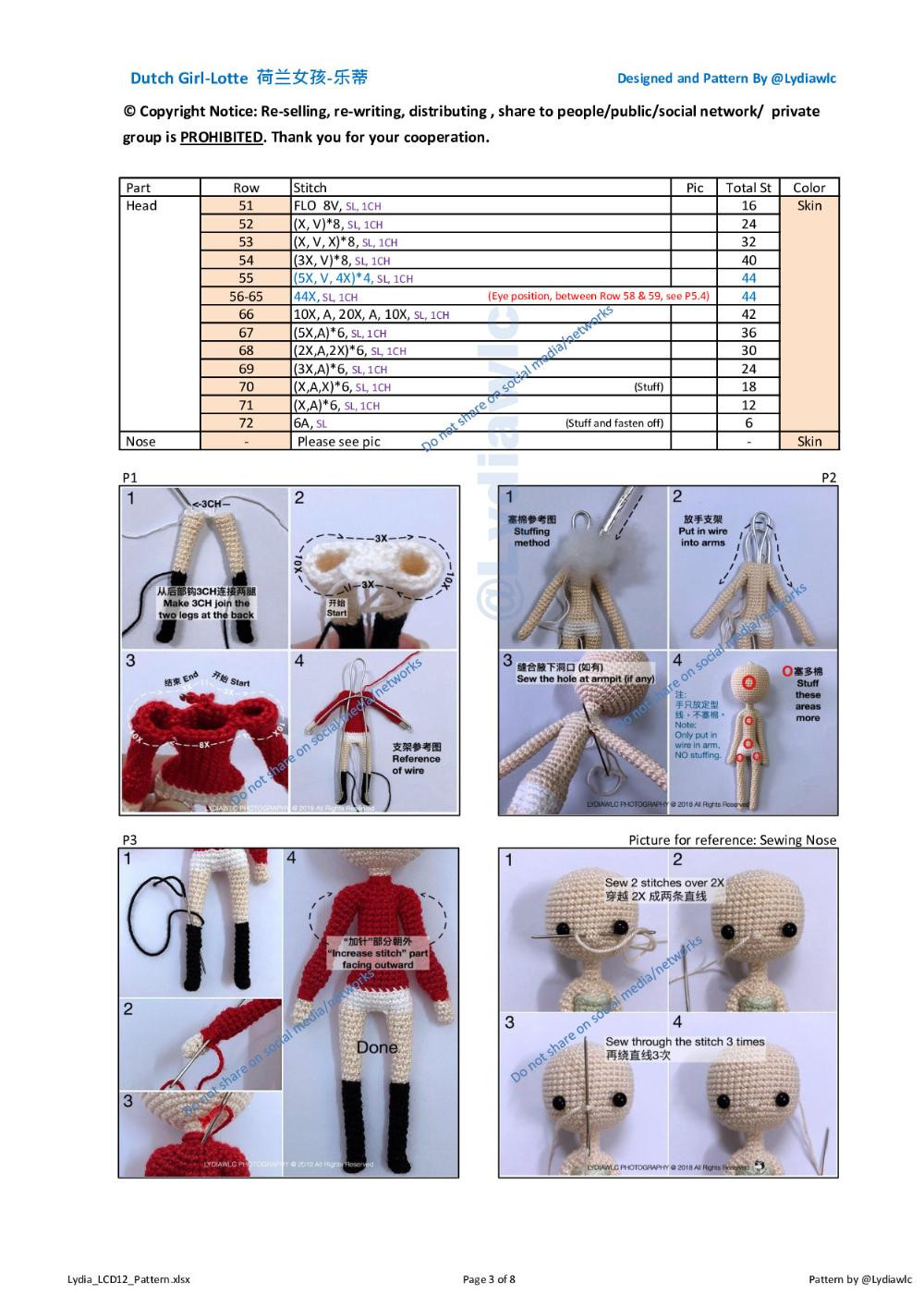 Dutch Girl-Lotte doll crochet pattern