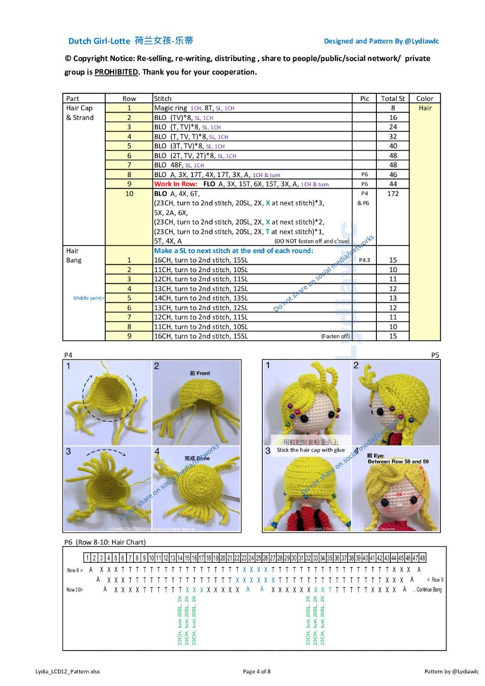 Dutch Girl-Lotte doll crochet pattern