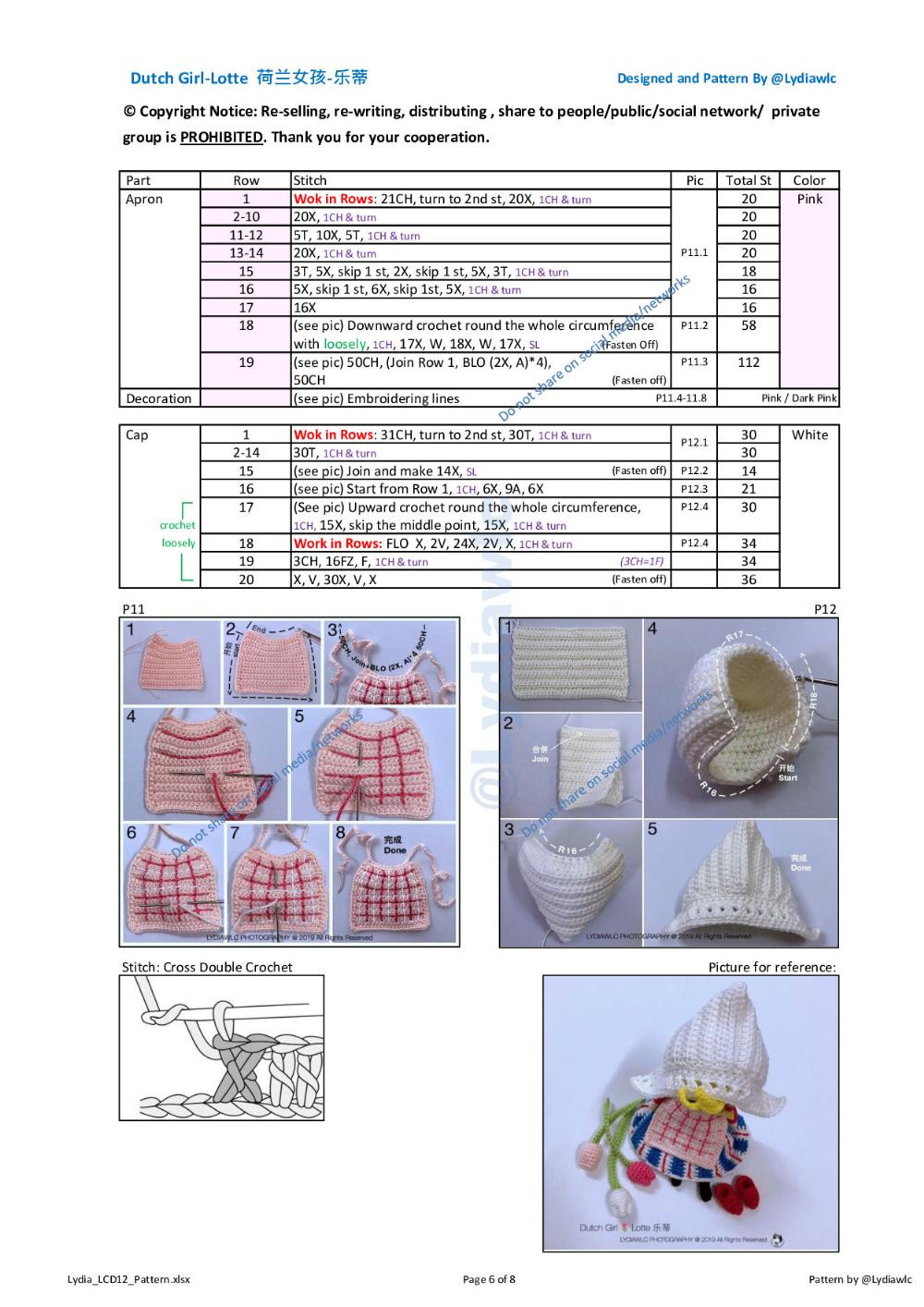 Dutch Girl-Lotte doll crochet pattern