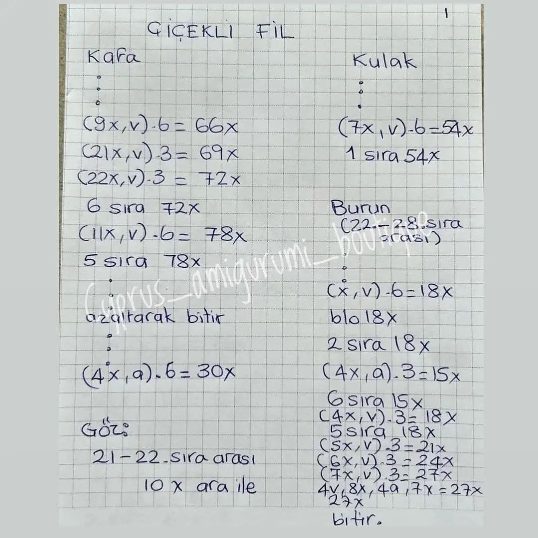 Fil tığ işi modeli ve fil çıngırak