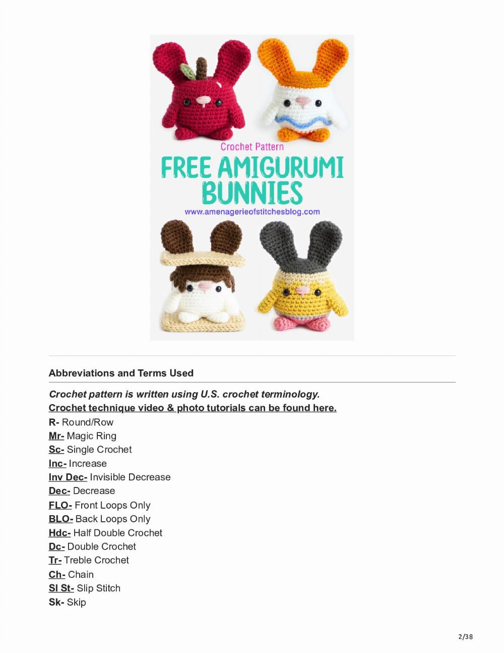 free crochet back to school bunnies