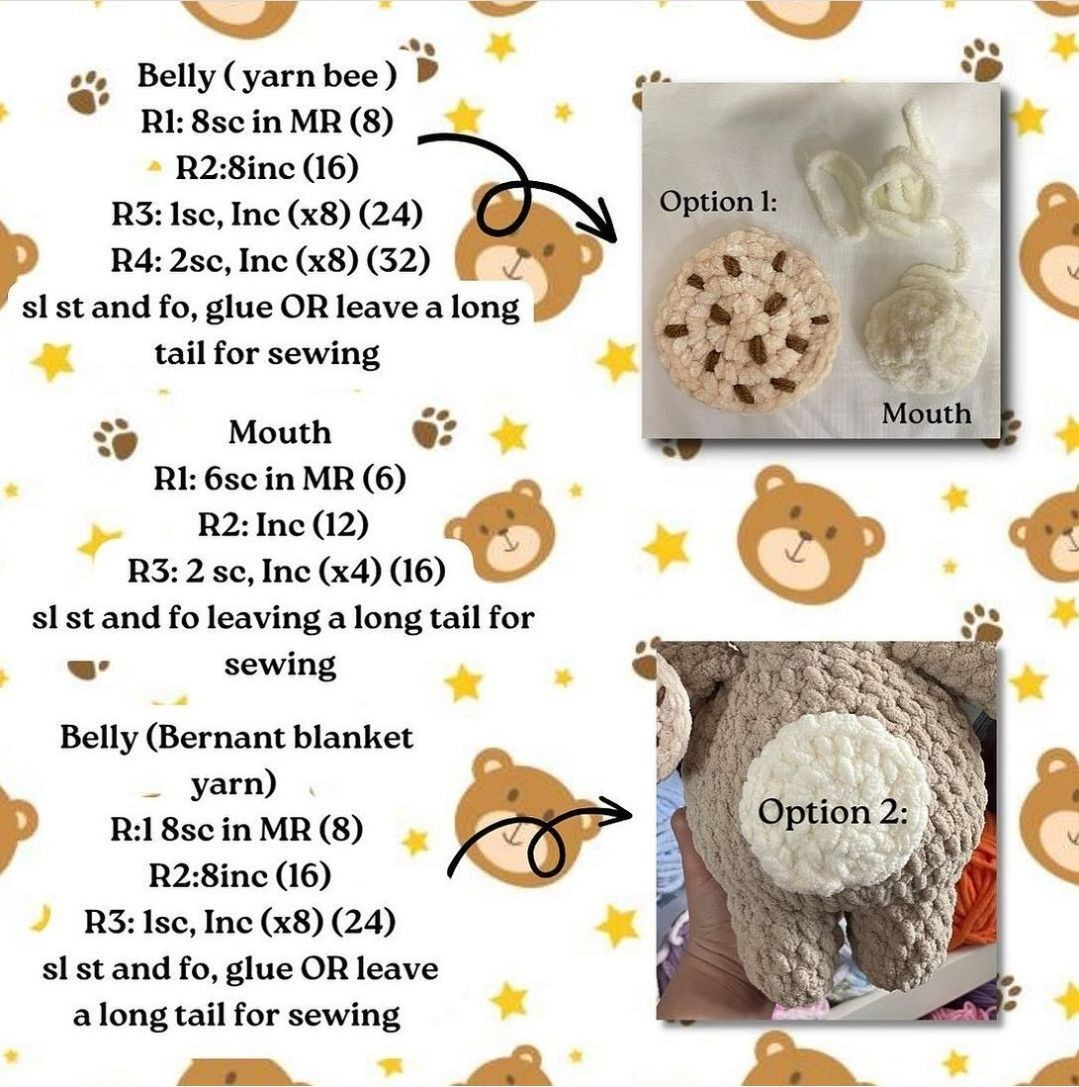 free pattern bear and cookies cake