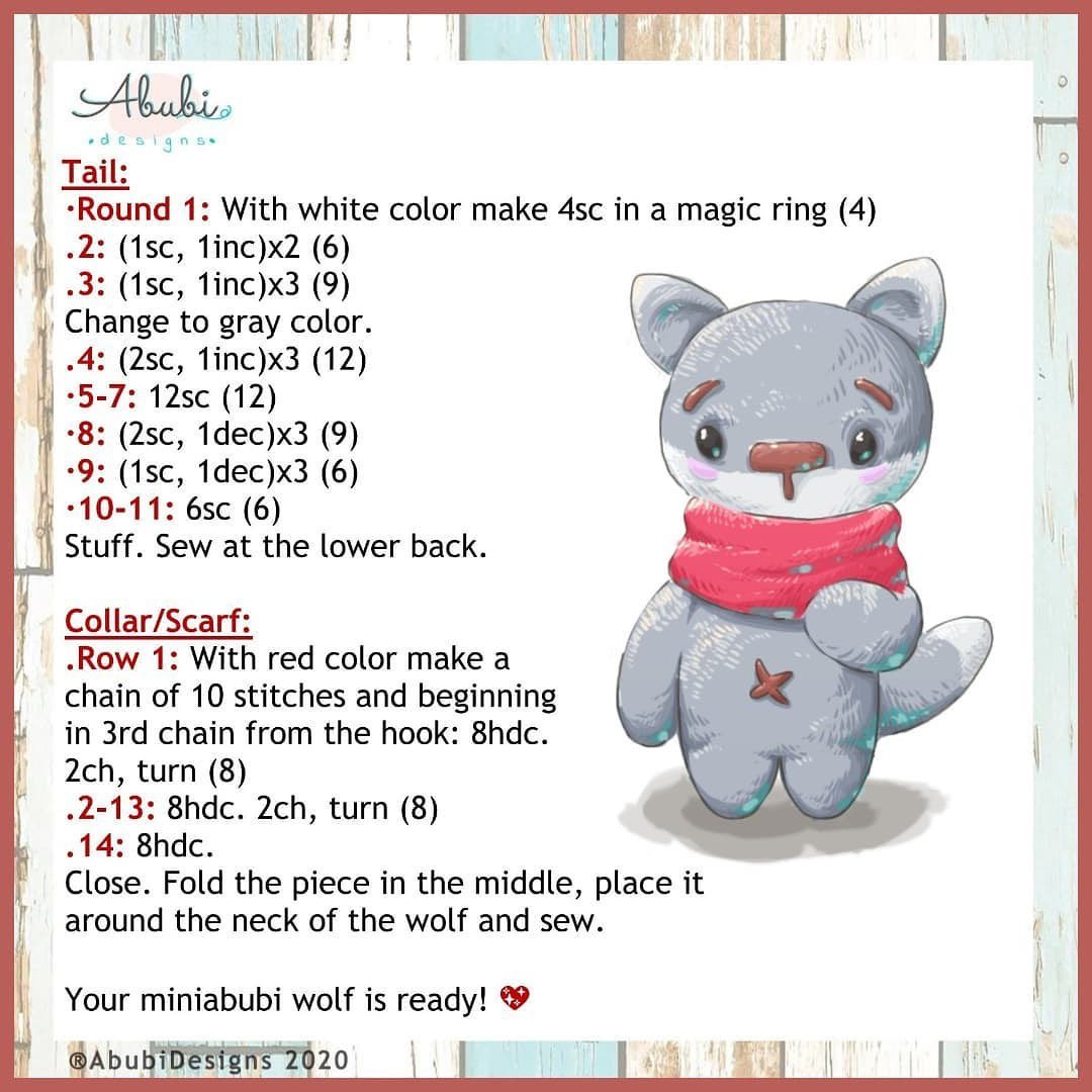 🐺🙌🏻 FREE PATTERN🙌🏻🐺 Little wolf MiniAbubi 🧡