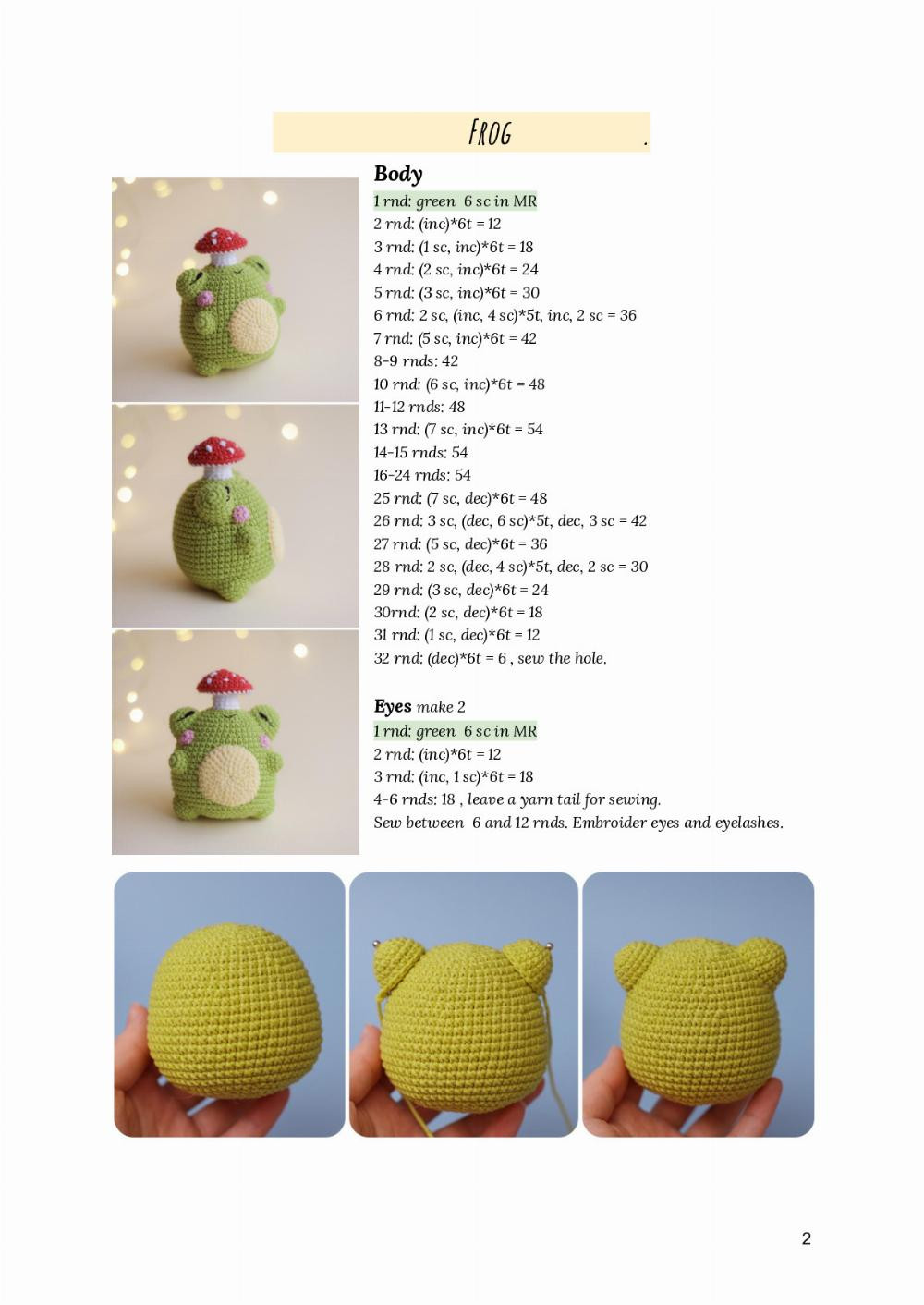 Frog Flower Mushroom crochet pattern