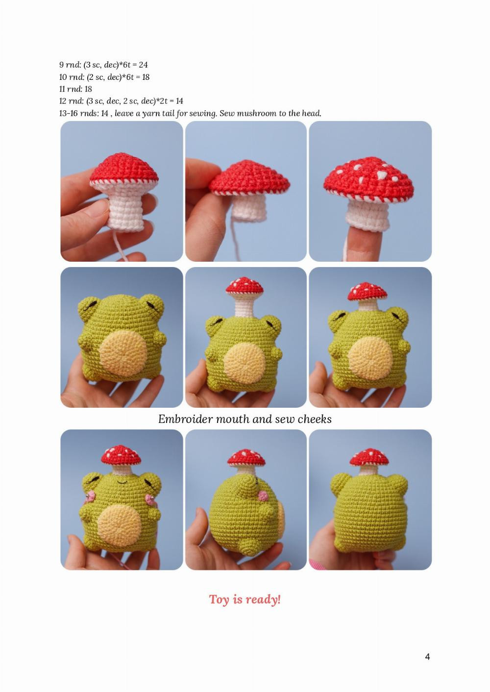 Frog Flower Mushroom crochet pattern