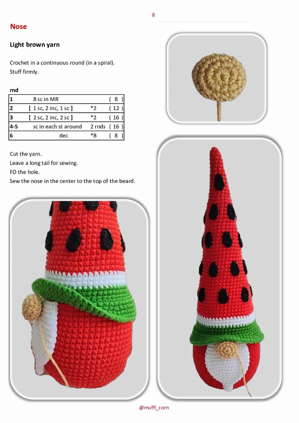 Gnome watermelon crochet pattern