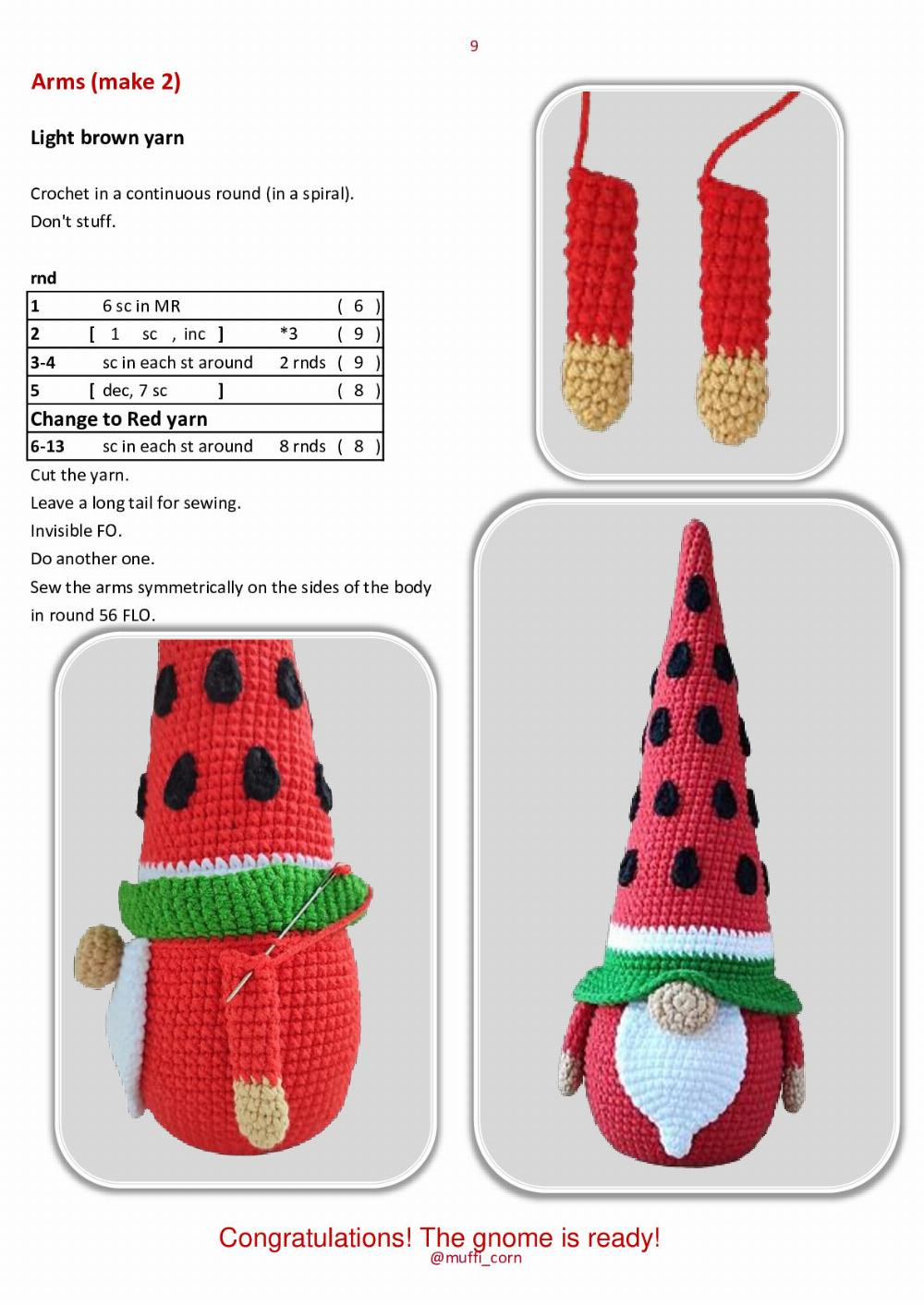 Gnome watermelon crochet pattern