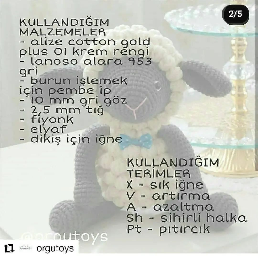 Gri koyun tığ işi modeli.