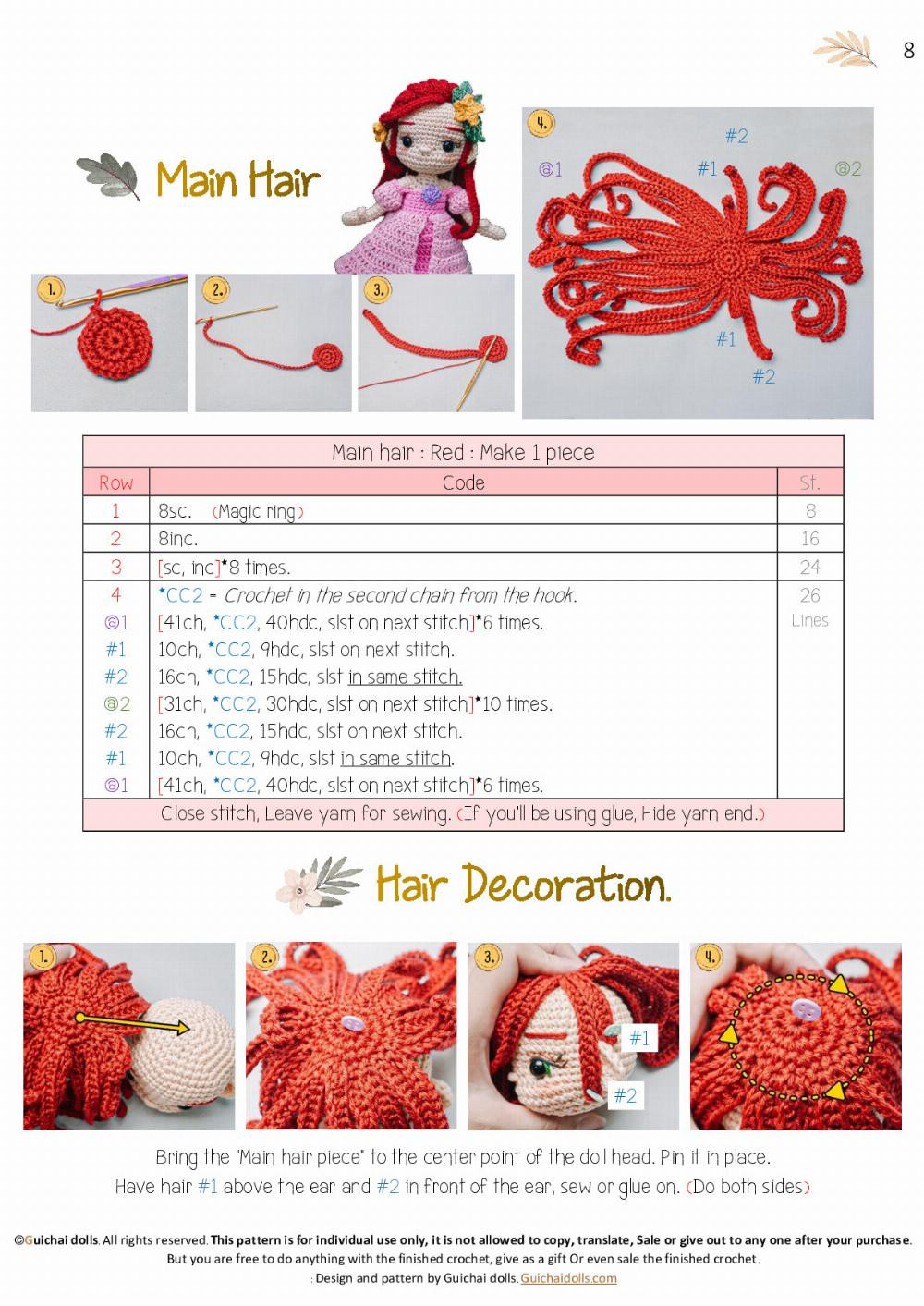 guichai pattern ariel mermaid crochet pattern