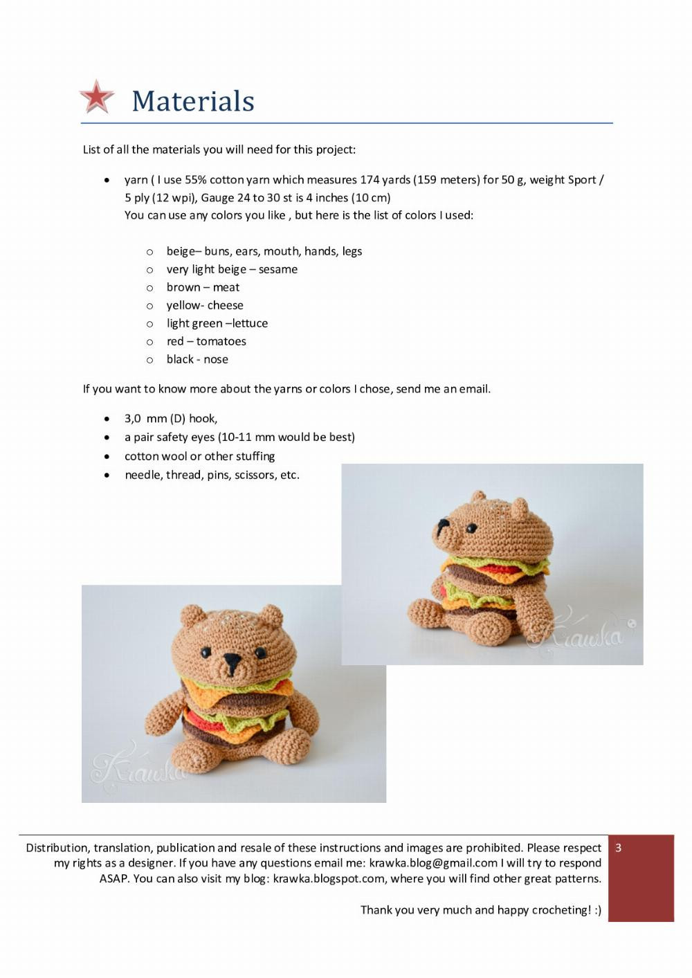 hamBEARger Crochet pattern