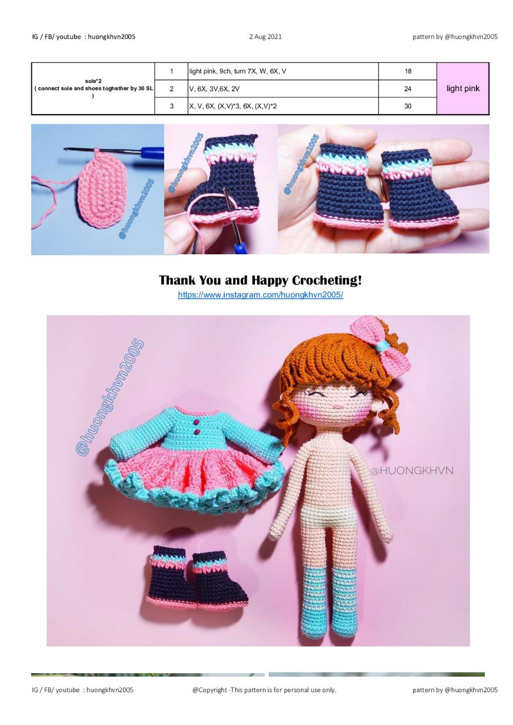 Happy girl doll, Lara pattern