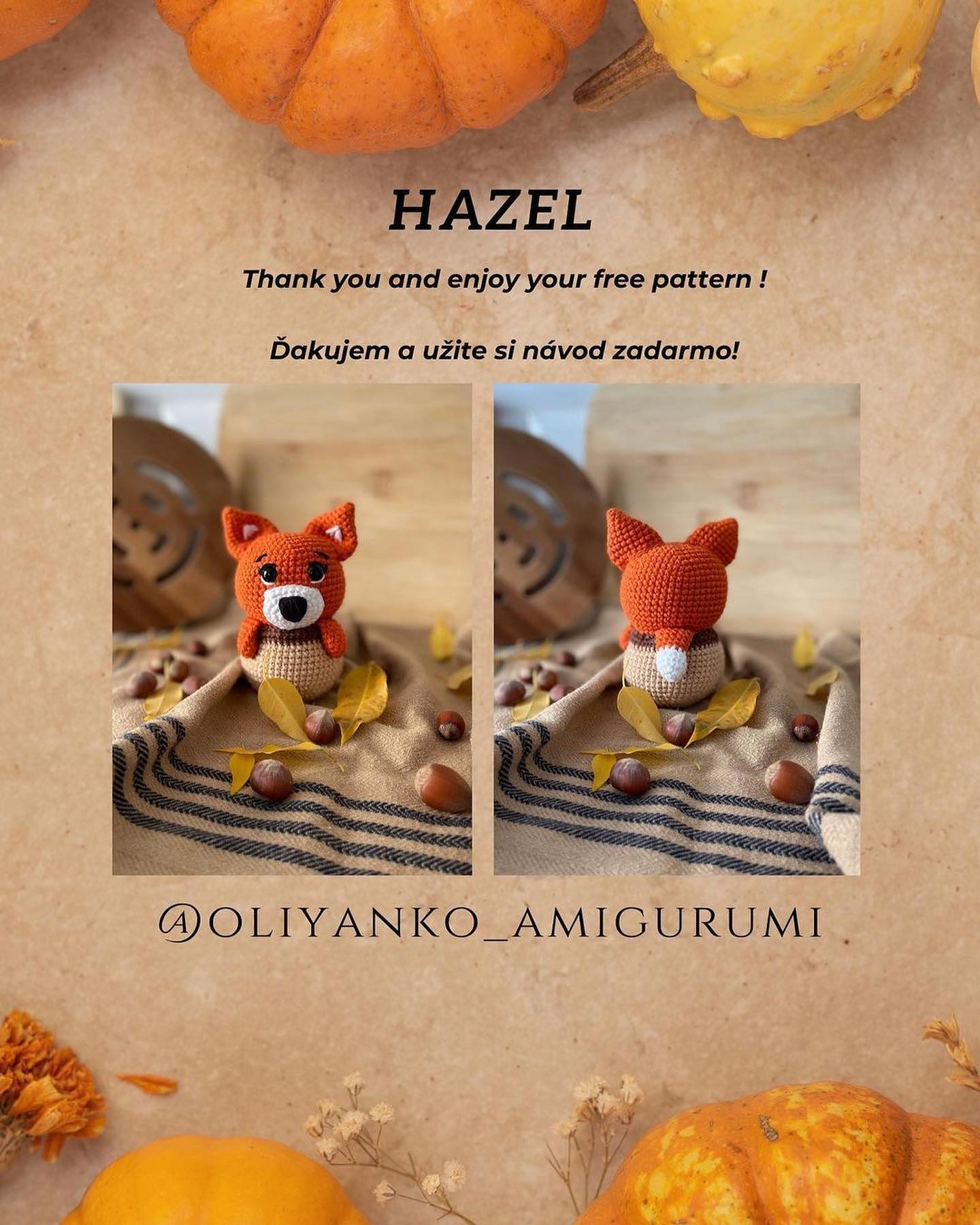 Hazel orange fox crochet pattern