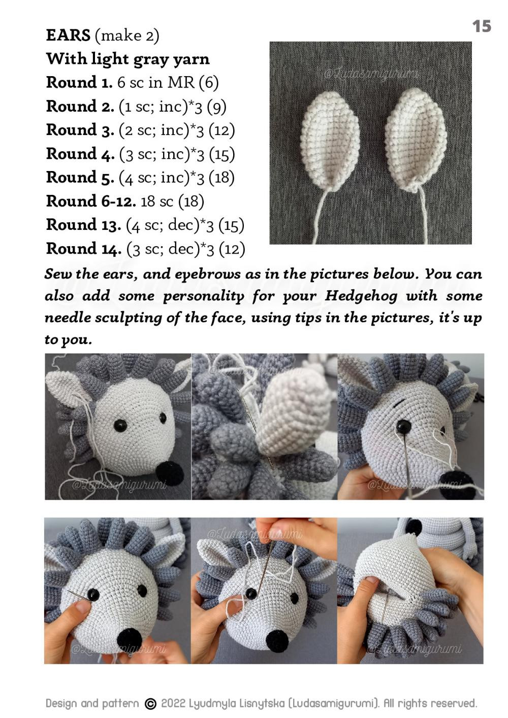 hedgehog staching toy crochet pattern