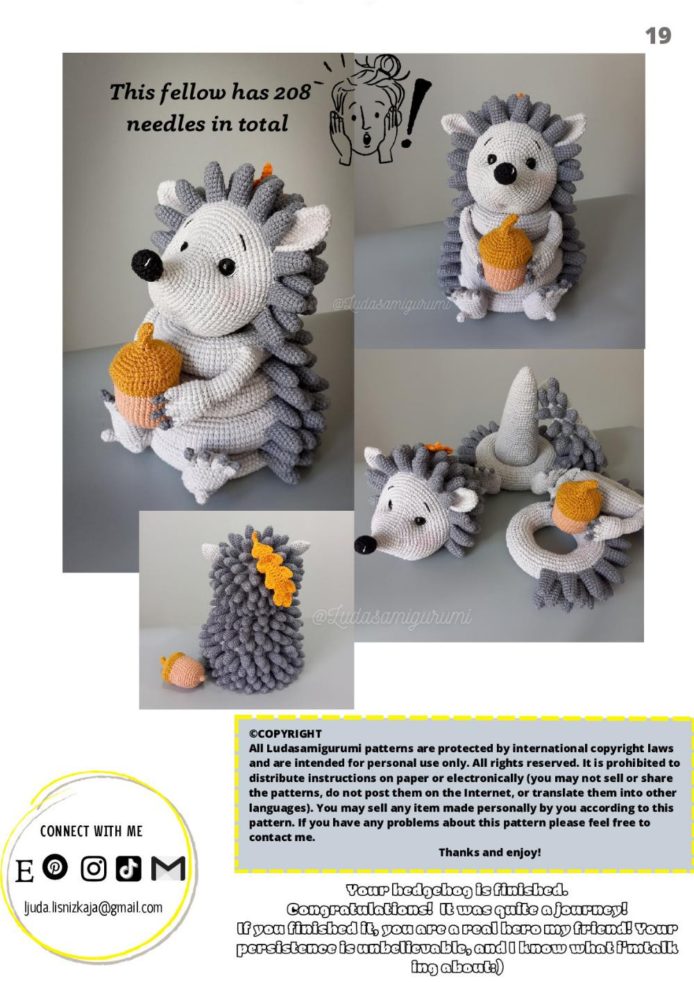 hedgehog staching toy crochet pattern