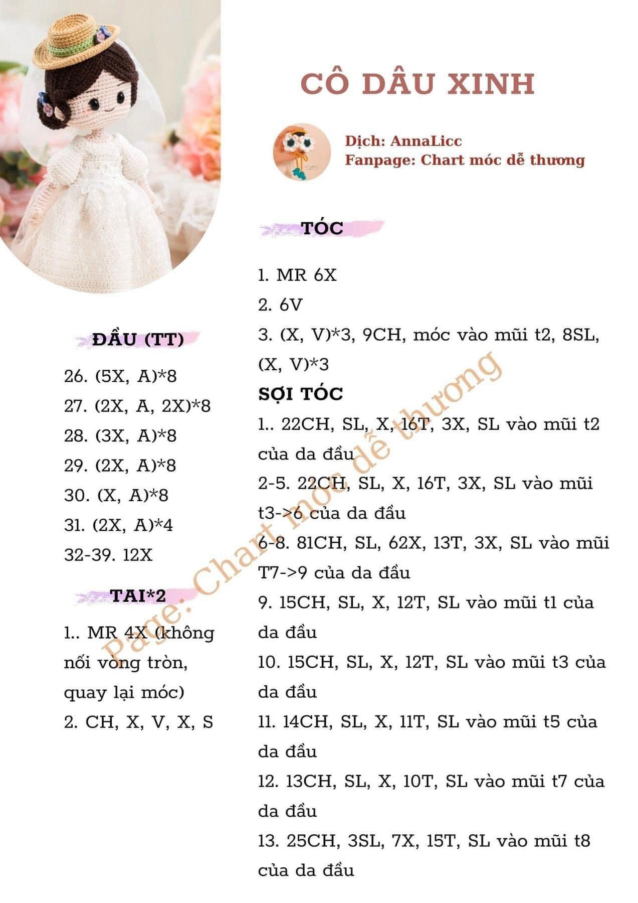 Hướng dẫn móc Cô dâu xinh, chú rể hiền