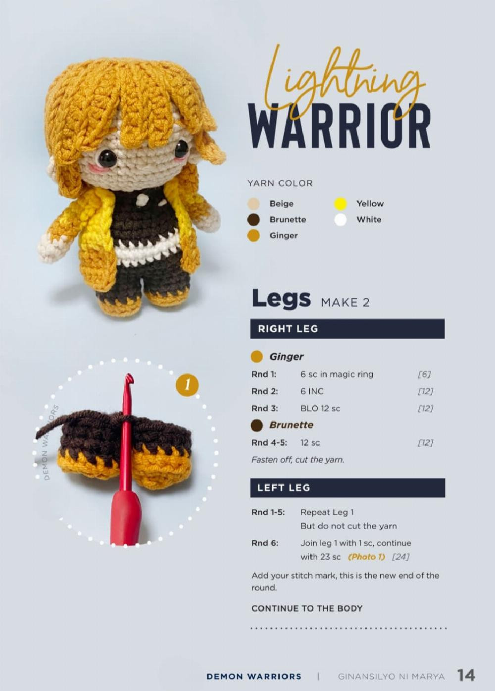 inspired amigugumi pattern demon warriors fun size