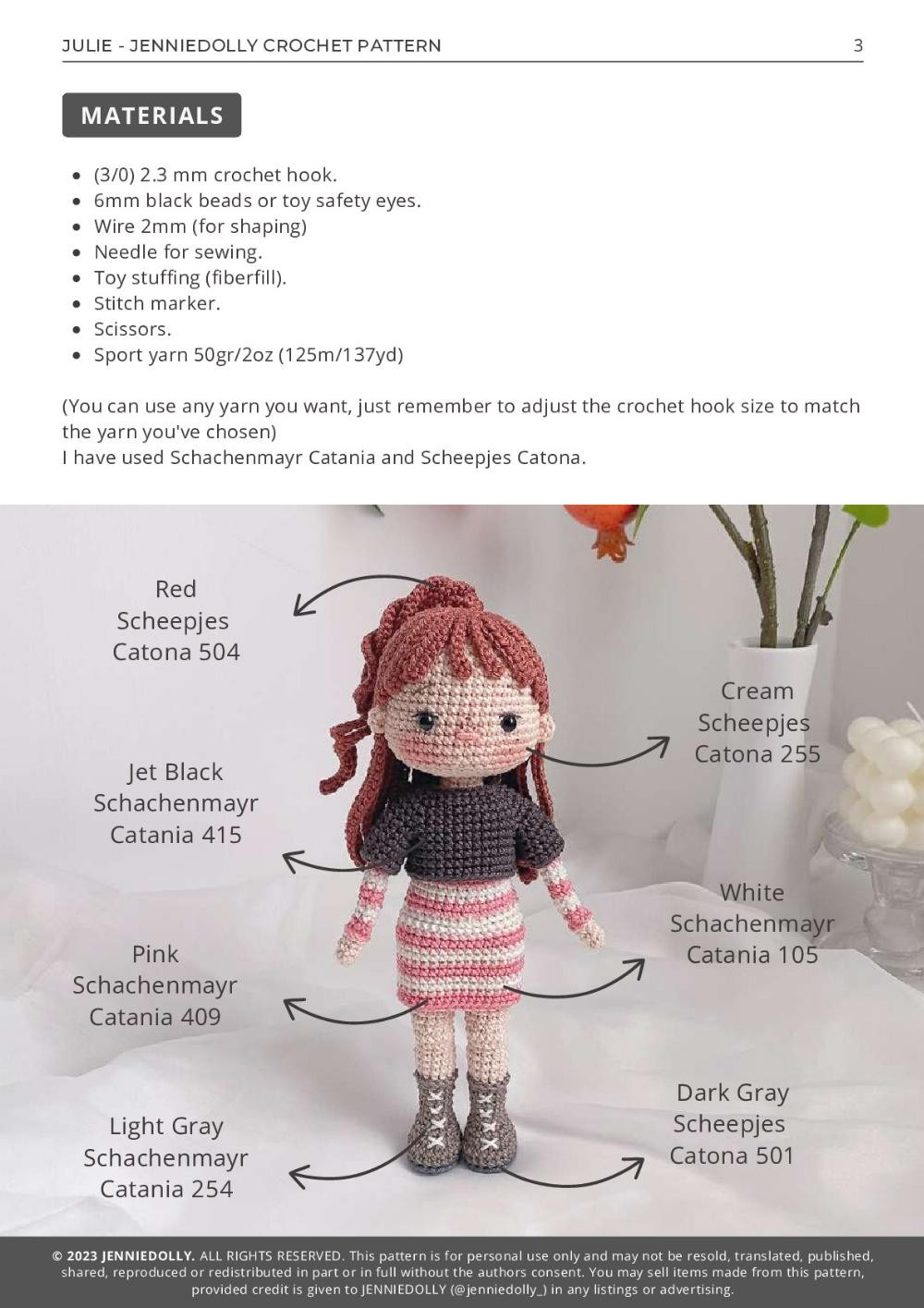 julie doll girl crochet pattern