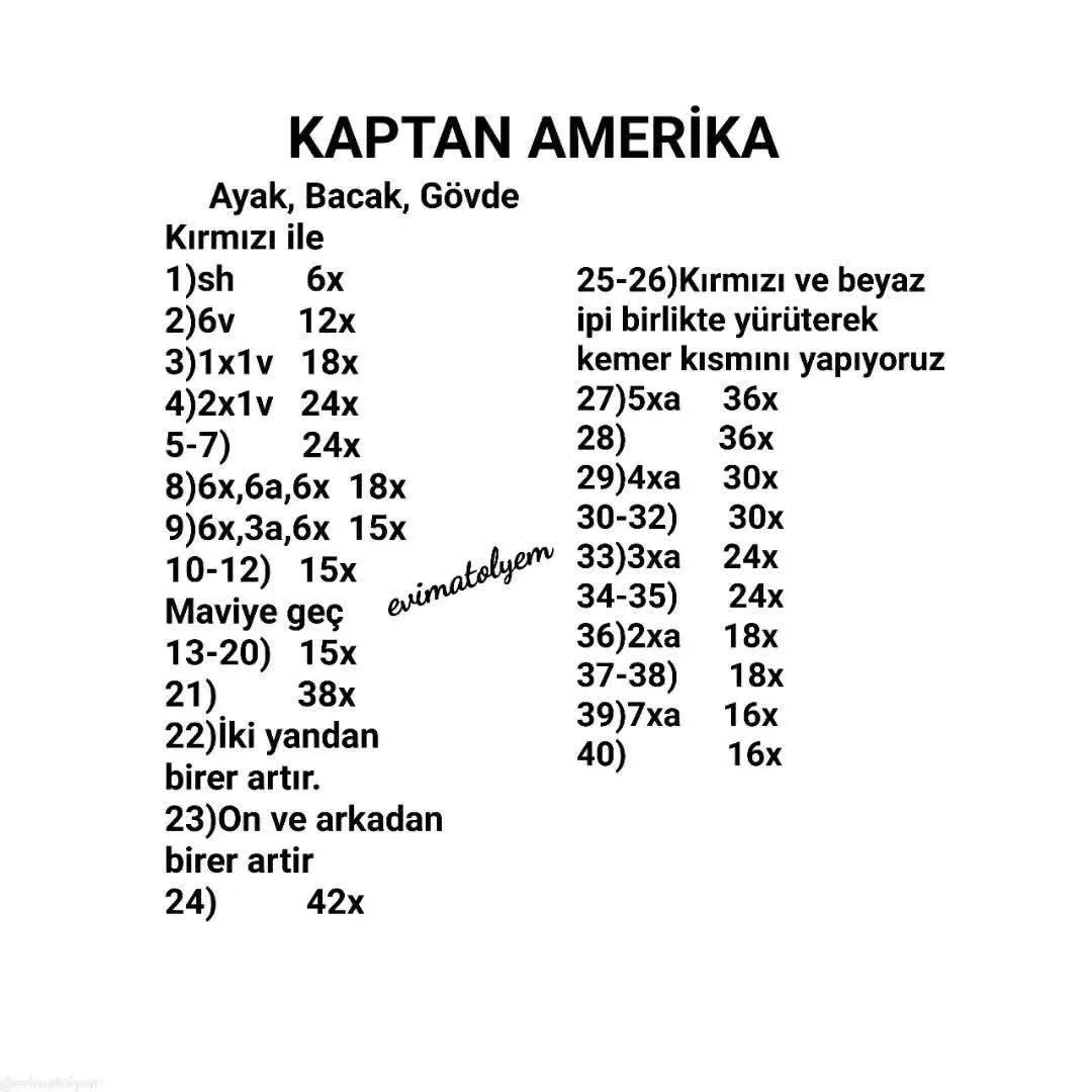 Kaptan Amerika tığ işi modeli