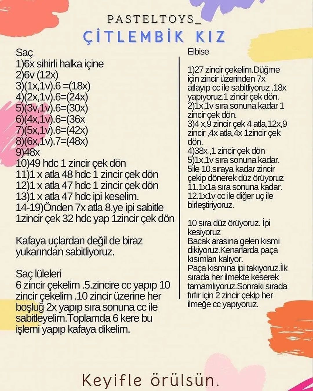 Kırmızı elbise ve ayakkabı giyen kahverengi saçlı bir bebek için tığ işi modeli.