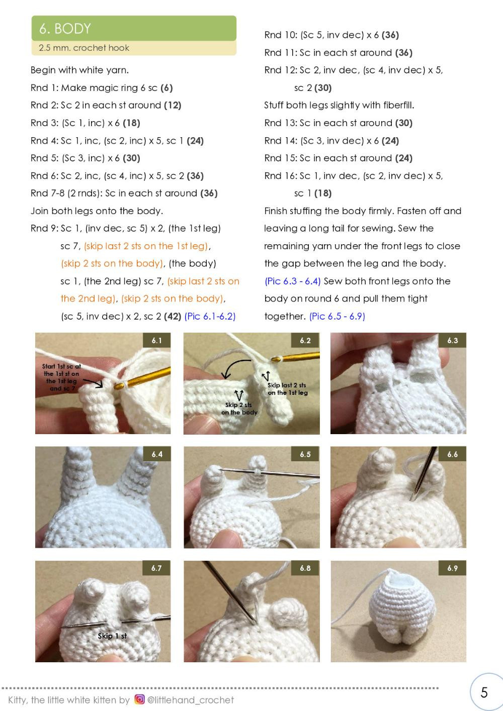 kitty the little white kitten crochet pattern