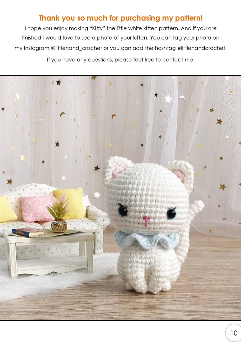 kitty the little white kitten crochet pattern