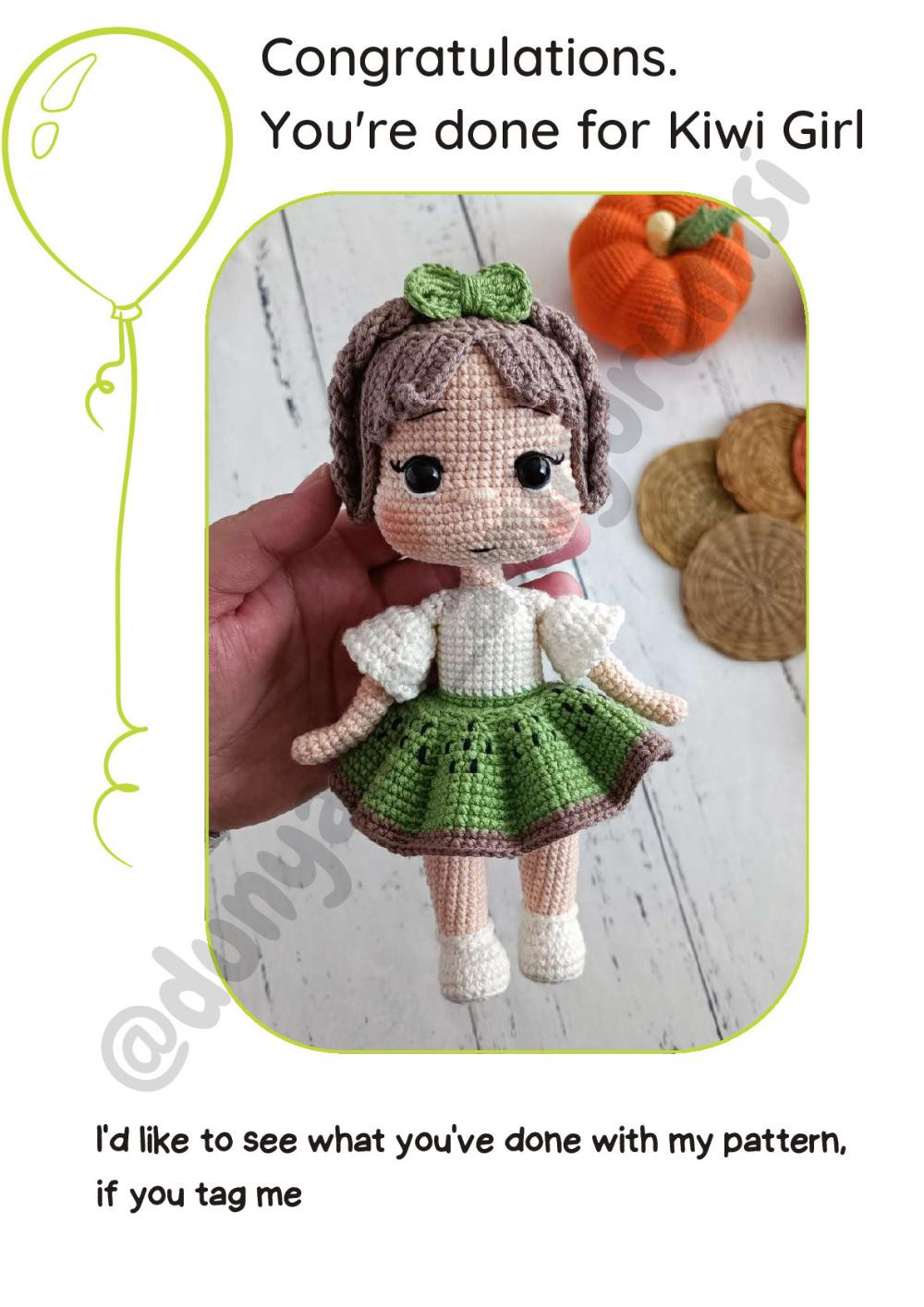 Kiwi Girl doll crochet pattern