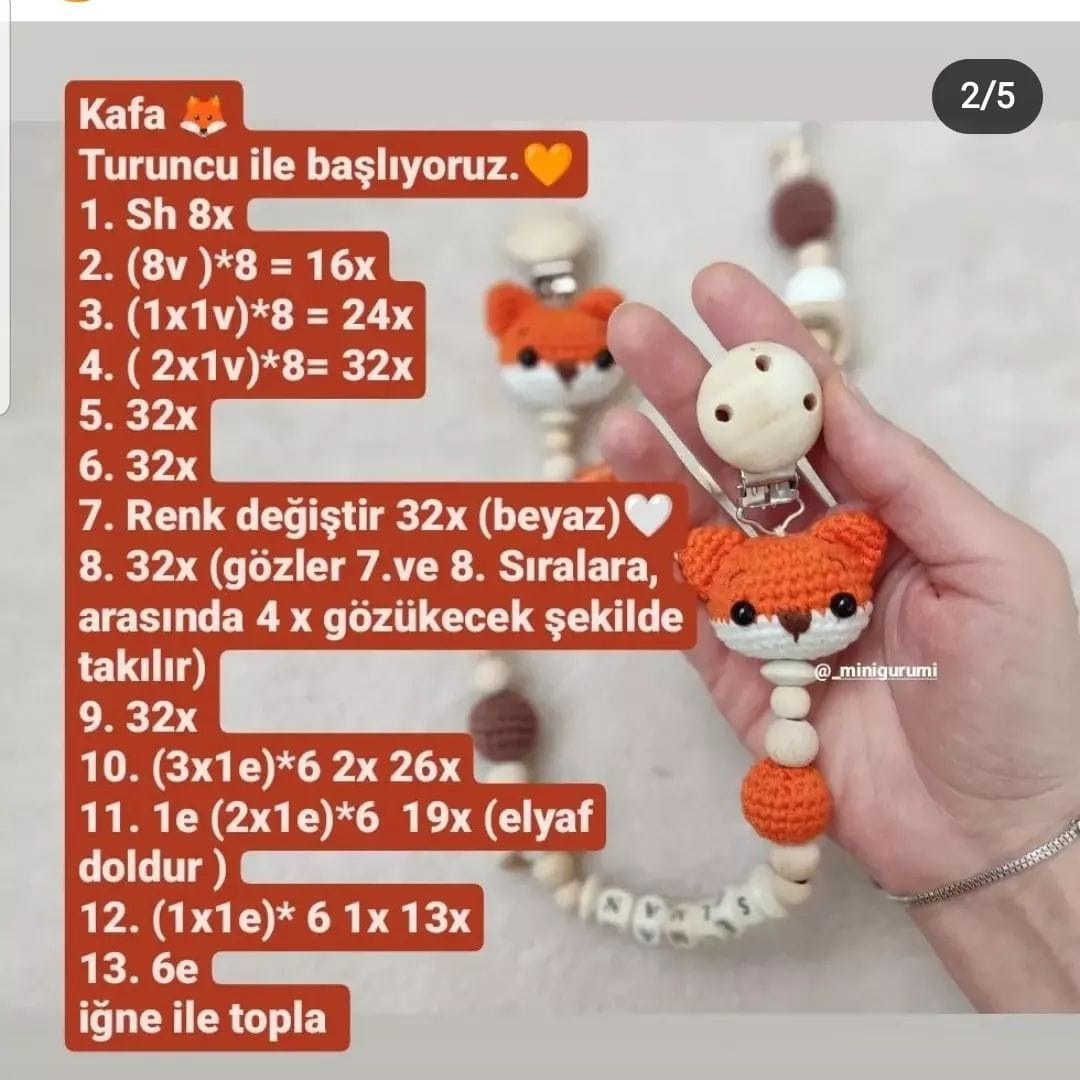 Küçük tilki çıngırak tığ işi modeli