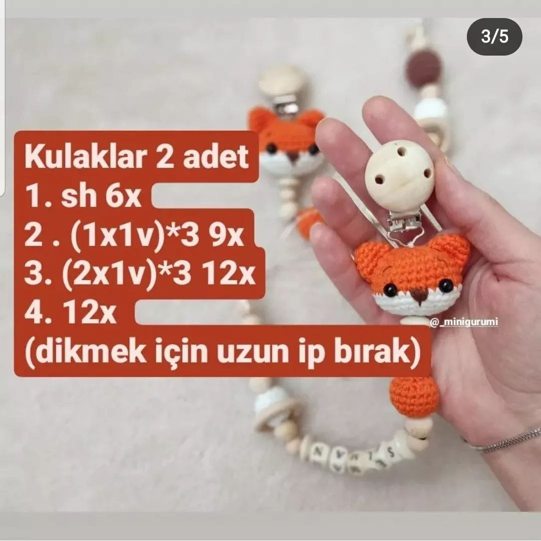 Küçük tilki çıngırak tığ işi modeli