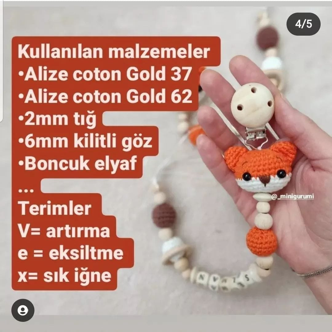 Küçük tilki çıngırak tığ işi modeli